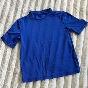 Kids Short-Sleeve Blue Mock Neck Rashguard